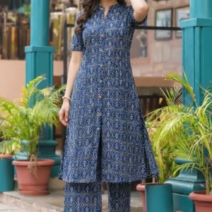 Women’s Multicolour Cotton Printed Kurta Palazzo Set